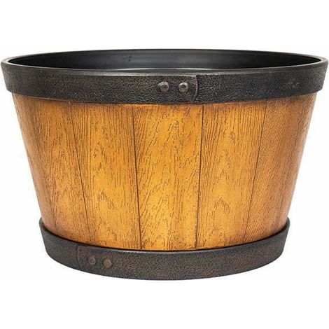 39cm Medium Oban Whiskey Barrel - Plastic - L39 x W39 x H23 cm - Light Oak