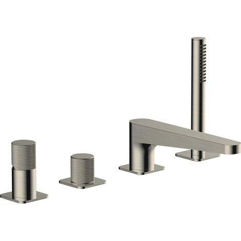 RAK Amalfi Brushed Nickel Deck Mounted 4 Tap Hole Bath Shower Mixer - RAKAMA3013N (1/2)