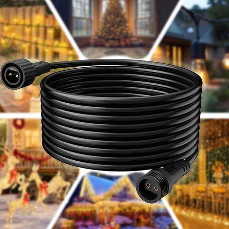 Rallonge Guirlande Exterieure 6M/19.6Ft Prolongateur Electrique Etanche Rallonge Electrique, Rallonge Guirlande avec Connecteurs Male et Femelle pour Guirlande Lumineuse de Noel - Noir (1/5)