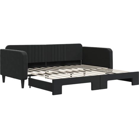 Maison Exclusive - Lit de jour avec gigogne sans matelas noir 100x200 cm