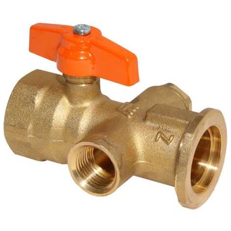 PAW Pumpenkugelhahn MK mit Anschl. für Tauchhülse Flansch für 1 1/2'' Überwurf und 1'' IG 2301