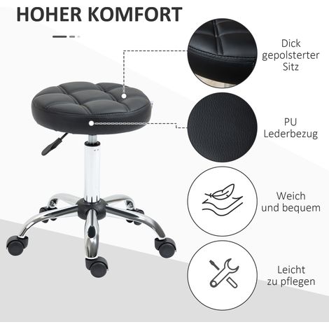 Tabouret pivotant, tabouret de salon, réglable en hauteur, similicuir, design matelassé, noir/argenté (1/5)