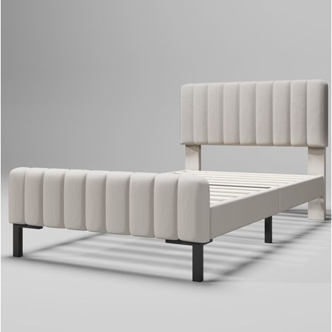 Cama individual tapizada 90 x 200 cm con somier de láminas y cabecero regulable HOMVRA (1/5)