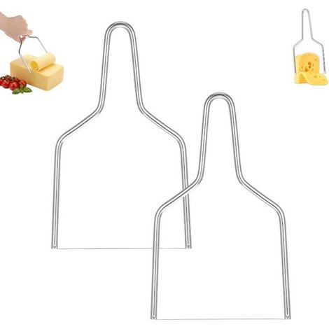 Lot de 2 - Trancheuse à fromage - Trancheuse à fromage à fil - Argent - Coupe-fromage à fil - Trancheuse à fromage en acier inoxydable - Trancheuse à fromage compacte - Trancheuse à fromage portable - (1/5)