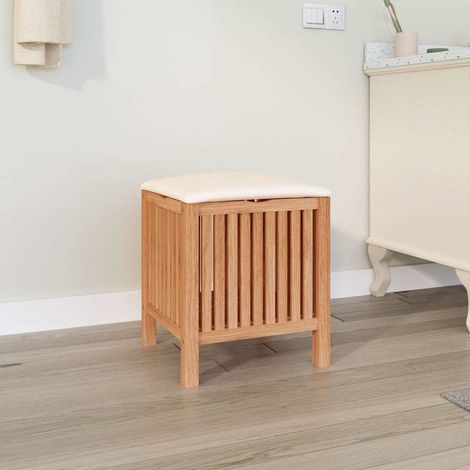Tabouret de salle de bain 40,5x40x52 cm Bois massif de noyer (1/5)
