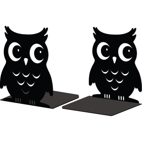 Serre Livre Original Metal Noir, Serre-Livres Hibou Design Moderne Serré Livre Decoratif Bureau pour Bureau, Cuisine, Étagère et Bibliothèque, 1 Paire (1/5)