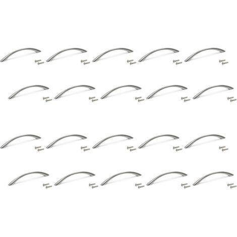 royaluxe-Lot de 20 poignées pour meubles, zamak nickel satiné, longueur 160 mm, entraxe 128 mm, vis M4 fournies, pour placards, dressings et cuisines (1/5)