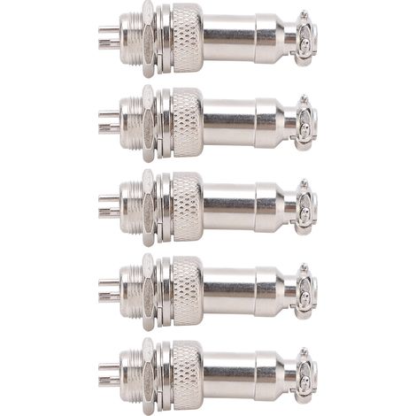 connecteur aéronautique (mâle/femelle) pour tableaux électriques, alimentation, châssis, connexions métalliques, 5 A GX12 450 V, 3 broches (1/5)