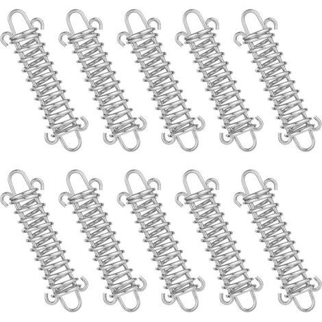 Tendeur Ressort, 10 Pcs Boucle de Corde de Ressort, Boucles à Ressort de Tente, Ressort Absorbeur, Ressort de Tension pour Voile dOmbrage, Bâche, Tente, Grille Métallique (1/4)