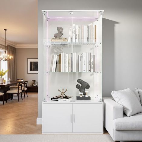 Vitrine - LE-Meuble - 3 Glasregale - LED-Beleuchtung - Zeitgenössisches Design Schwarz