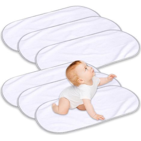Matelas à langer - Lot de 6 - Viscose de bambou et TPU - Imperméable et lavable - Pour bébé et voyage - Blanc 30x60 cm (1/5)