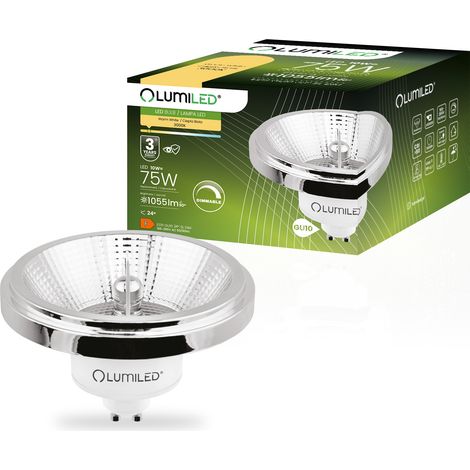 LED-Lampe GU10 Spot ES111 10W = 75W 1055lm 3000K Warmweiß 24° Dimmbar Silber LUMILED