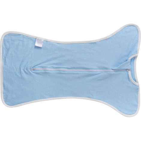 Gigoteuse pour nourrisson, couverture d'emmaillotage pour nouveau-né, gigoteuse en coton (bleue, 60 cm, convient aux bébés de 2 à 6 mois) (1/5)