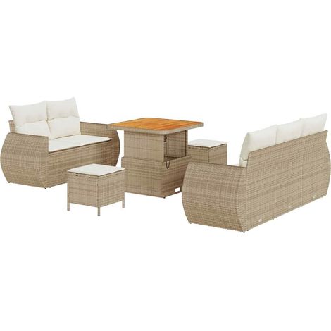 Maison Exclusive - Set Divano da Giardino 8 pcs Beige e Crema polyrattan