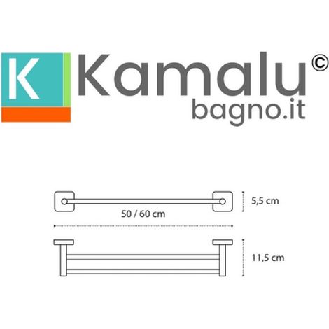 Portasciugamani doppia barra 50cm in acciaio inox satinato CLODE-S kamalu (1/2)