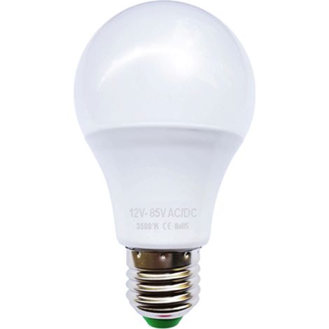 Ampoule LED bulbe E27, 7W 12V-24V AC/DC, blanc chaud 3000°K, 650 Lm