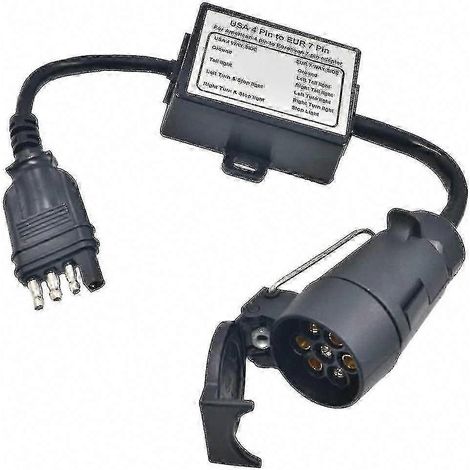 Adaptateur feux remorque 7 broches rond vers prise plate 4 broches USA, convertisseur signal européen pour attelage, connecteur universel de voyants, 12V, compatible import voiture. (1/5)