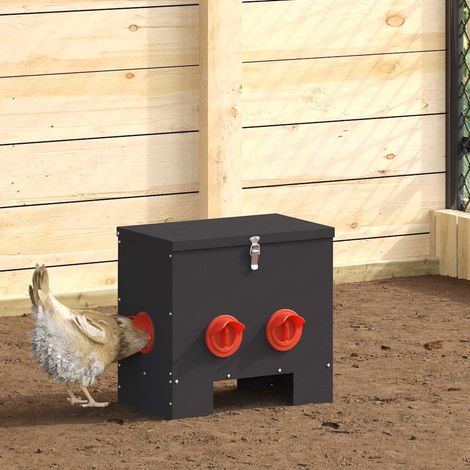 Comedero para pollos 2 pcs Negro 40,5 x 25 x 38 cm