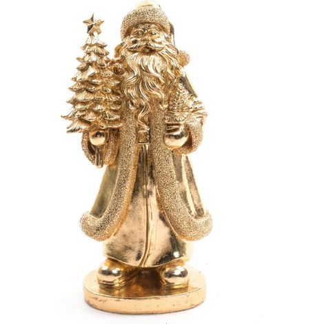 Supporto Babbo Natale in resina color oro decorazione natalizia
