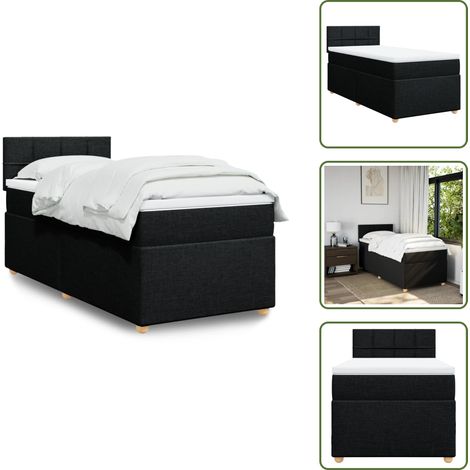 vidaXL Boxspringbett mit Matratze Schwarz 90x200 cm Stoff (1/5)