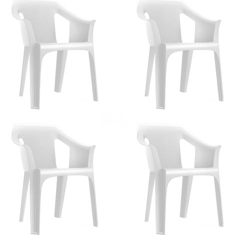 garbar COOL Set 4 Silla Con Brazos Interior, Exterior Blanco