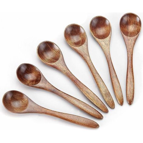 6pcs Small Wooden Spoons, Small Wooden Teaspoons Serving Wooden Utensils for Cooking Small Condiment Spoons uXldHS2k297