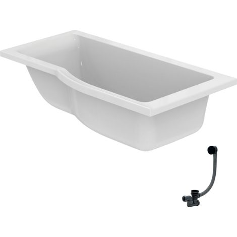 IDEAL STANDARD Connect Air Bañera/Ducha derecha de 150 x 80 cm con desagüe, color negro mate