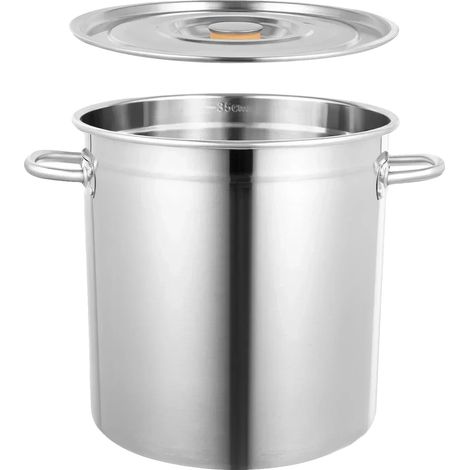 Olla grande, capacidad de 30 cuartos, acero inoxidable duradero, color plata. (1/2)