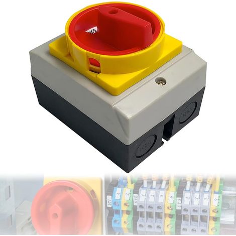Interrupteur principal, 16 A, 3 broches, interrupteur rotatif, interrupteur d'arrêt IP65, interrupteur de réparation avec boîtier de séparation de l'alimentation pour connecter des interrupteurs et (1/5)