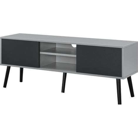 Mueble TV de diseño mueble para TV 120 cm tablero de partículas de melamina negro gris claro
