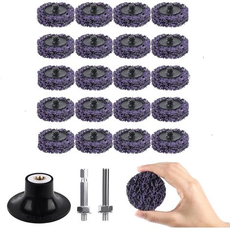 20 discos de pulido - muelas abrasivas de 5 cm para eliminar pintura y óxido, compatibles con taladros y amoladoras eléctricas, color morado. (1/5)