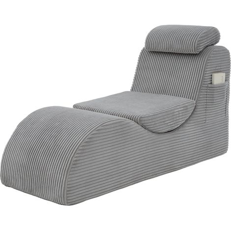 Fauteuil de détente moderne au design unique, de forme ergonomique, en mousse de compression hautement élastique. Coussin d’assise amovible et poche latérale pour un confort quotidien. Gris clair (1/5)