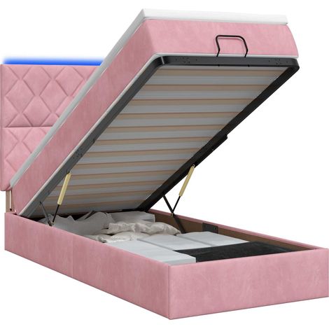 Maison Exclusive - Letto Ottomano con Materasso e LED Rosa 90 x 200 cm Velluto (1/5)