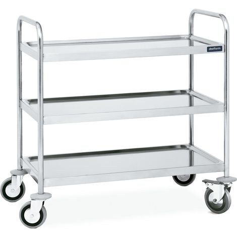 Chariot de Service Inox Monté - 3 étagères 900 x 500 mm - Distform