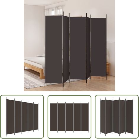 The Living Store Cloison de séparation 5 panneaux Marron 250x200 cm Tissu - Cloison De Séparation - Écran De Confidentialité - Séparateur De Pièce - Mur D'intimité - Décoration Murale (1/5)