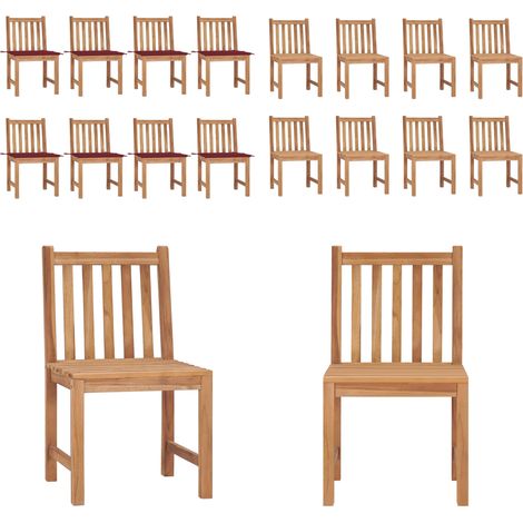 Chaises de jardin lot de 8 avec coussins Bois de teck massif - Chaise de jardin en bois - Chaise de jardin teck (1/5)