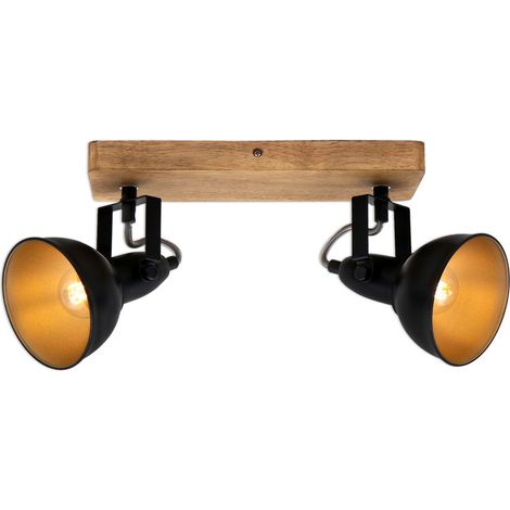 Deckenleuchte Spotleuchte Schwenkbar E14 25 W schwarz Metall-Holz Briloner