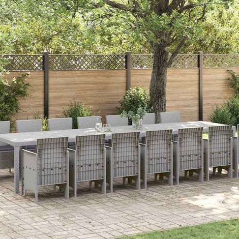 Garden Dining Set 15 pcs Light Grey Polt rattan vidaXL (1/5)