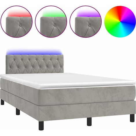 Maison Exclusive - Letto a Molle con Materasso e LED Grigio Chiaro 120x200 cm Velluto (1/5)