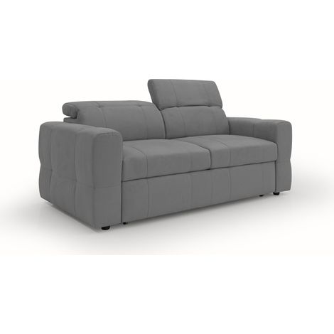 Kronos Divano con estraibile e poggiatesta reclinabili in morbida microfibra impermeabile T11 173 cm grigio
