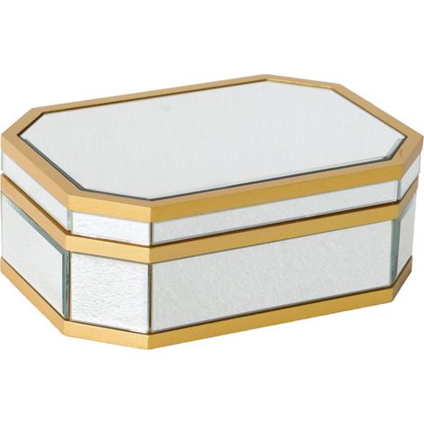 Boîte de rangement miroir argentée chic - argent et doré (1/5)