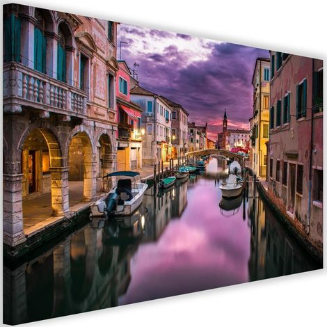 Tableau déco Venise Canal Lilas 60x40 (1/5)