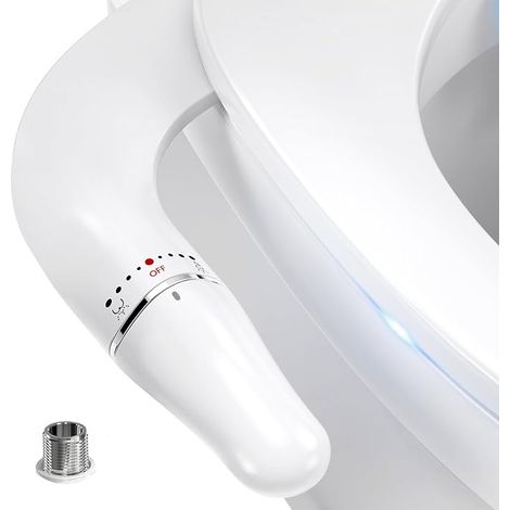 Bidet Toilette WC, Kit Abattant Japonais Salle De Bain, Pulvérisateur De Boku, Buse Rétractable Et Pression D'eau, Entrée En Laiton, Blanc (1/5)