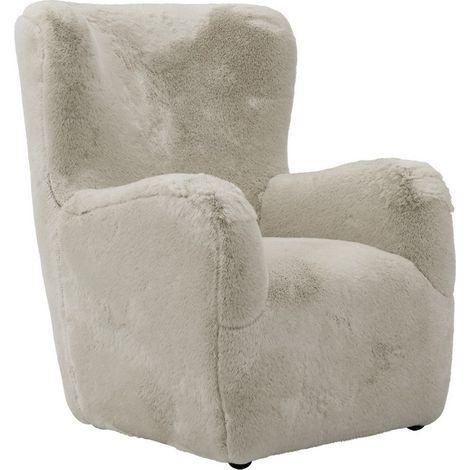Bear Chair - Faux Fur/Rubber Wood - L88 x W78 x H103 cm - Wolf/Black - Partially Assembled