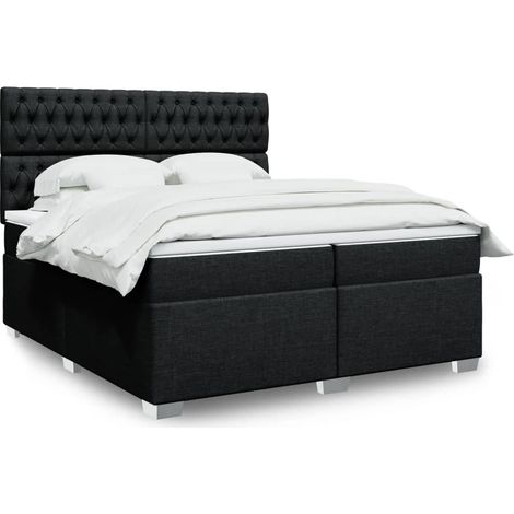 Boxspringbett mit Matratze Schwarz 200x200 cm Stoff