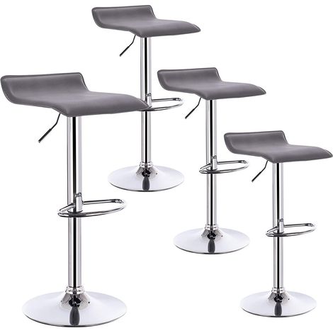 Woltu – Lot de 4 tabourets de bar en similicuir – Hauteur réglable 56-78cm – Repose-pieds en chrome – Base antidérapante pour protection sol (1/4)