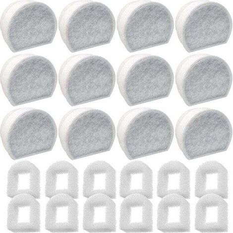 Préfiltres mousse + filtres à carbone 24pcs - Compatible PetSafe Drinkwell (INOX 360/Avalon/Pagoda) - Purification eau fontaine - Anti-odeur - Pour chats et chiens - Propriétaires d'animaux (1/4)