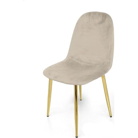 Set 4 sedie imbottite in velluto beige cm52x44x88h