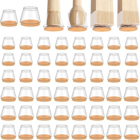Protectores de silicona para patas de sillas, 48 piezas, de fieltro, protegen suelos de parquet (24 medianos, 24 grandes). (1/5)