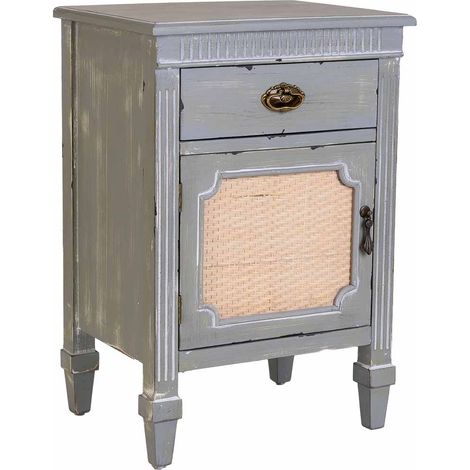 Mesita de madera lacada verde y rejilla 46x36x68h cm (1/5)